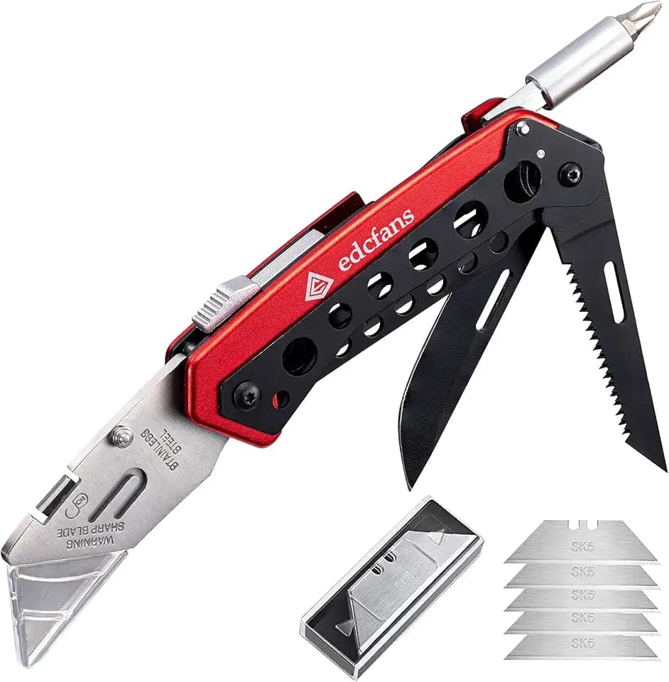 EDCFANS Folding Utility Knife Box Cutter, Razor Knife, Work Knives for Men