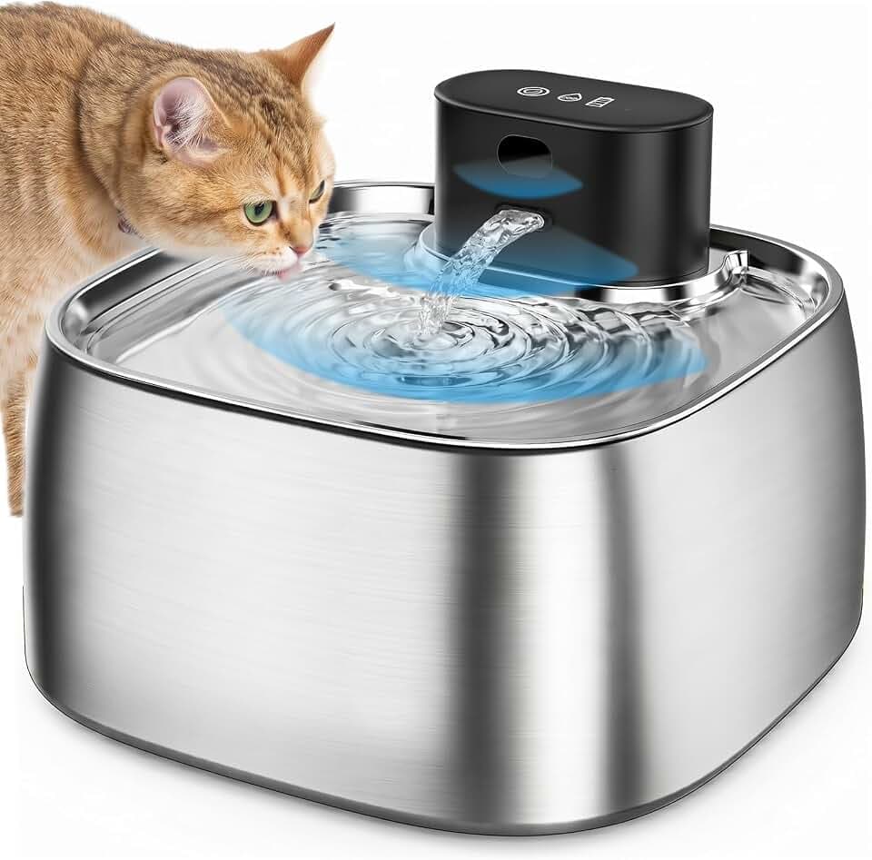 ROTTOGOON Katzenbrunnen Kabellos, 3,2L Trinkbrunnen mit Bewegungssensor