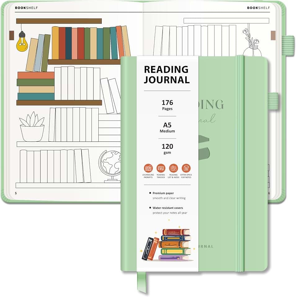 Reading Journal with 52 Reviews & Progress Tracking - Book Journal Reading Log 176 Pages - A5 Hardcover Reading Tracker Journal - Gift for Book Lovers & Readers - Keeping Notes on Your Favorite Books