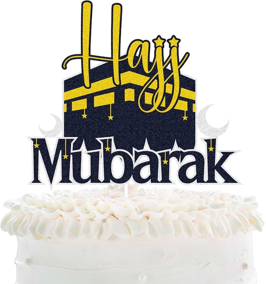 Hajj Mubarak Ramadan Mubarak Cake Topper - Eid Mubarak Festival Moon Srar Cake Topper - Eid Al Fitr & Eid Al Adha Festival Baby Shower Birthday Party Decorations