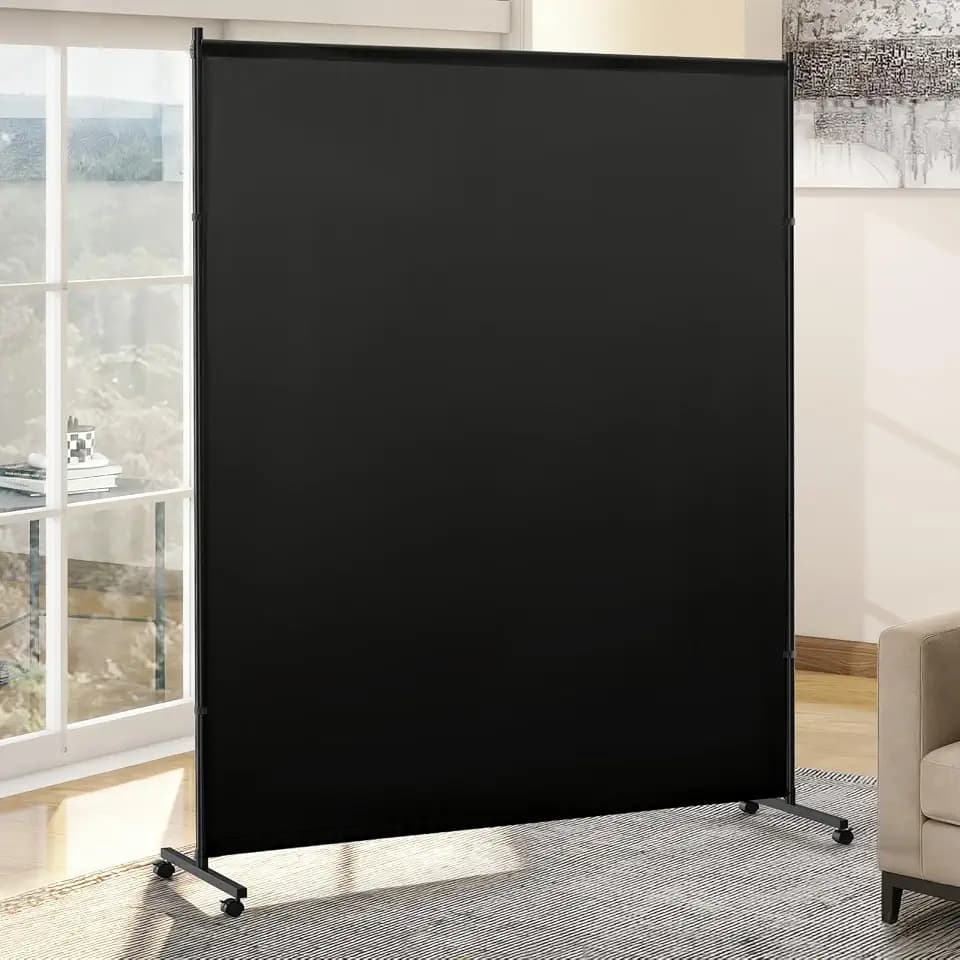 5*6FT Single Panel Room Divider/ Privacy Screen with Caster Wheels & Brakes