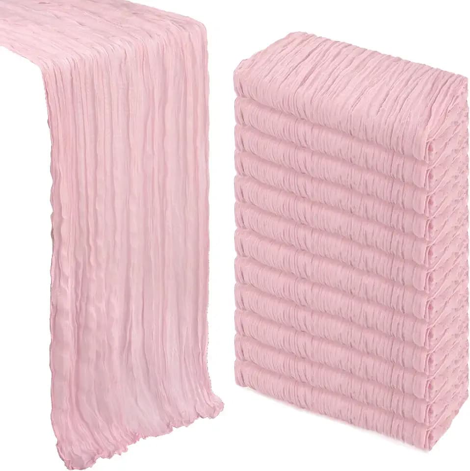 12 Pack 35 x 120 Inch Pink Table Runner Cheesecloth 10Ft