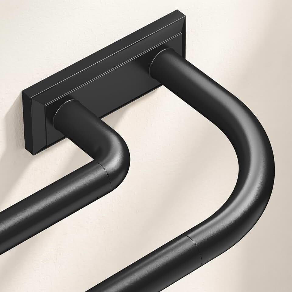 Double Curtain Rod 34-120 Inch Black Wrap Around Blackout Dual Rod