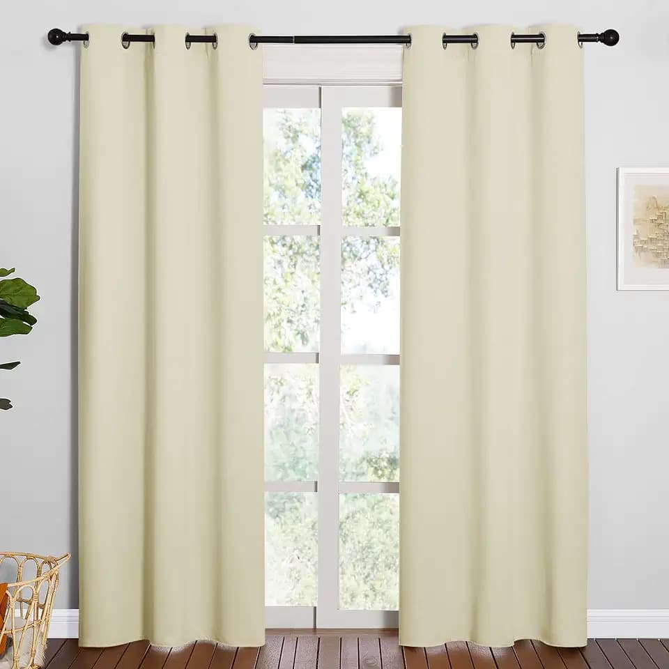 NICETOWN Beige Room Darkening Curtains for Living Room 42" x 84" 2 Panels