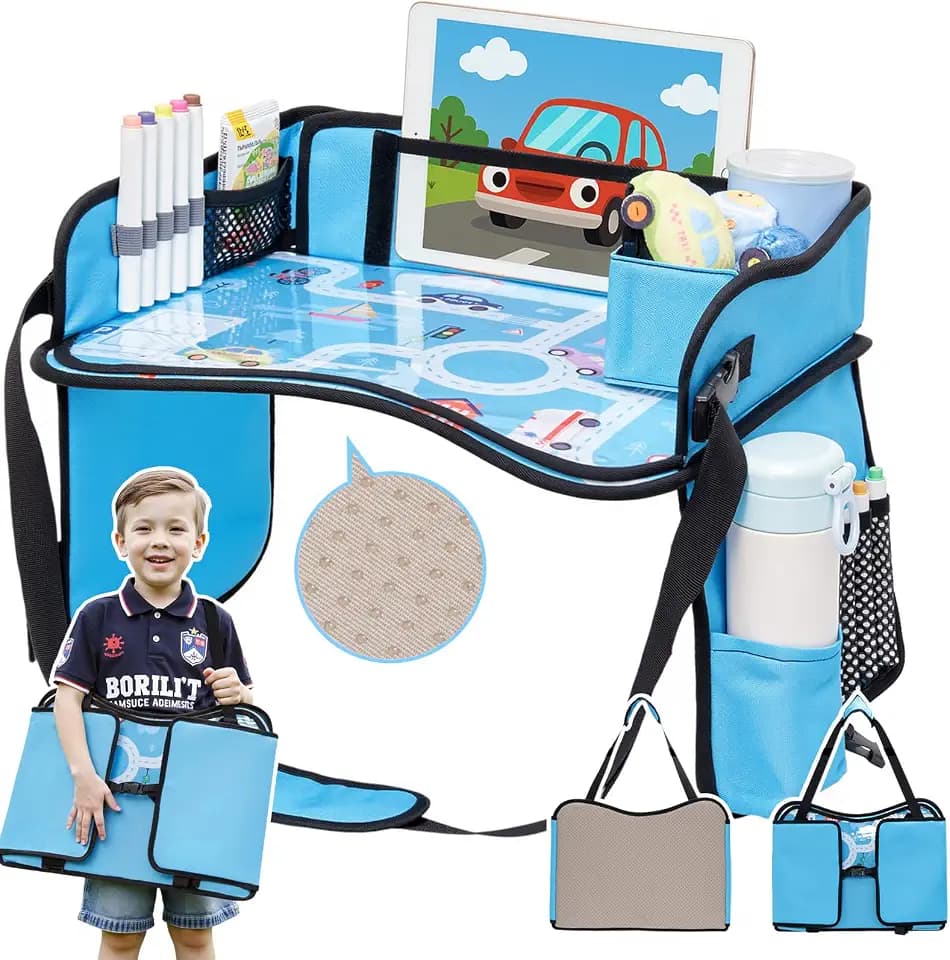 Kids Travel Tray for Car, Boy's Safety Seat Table, Carseat Lap Desk