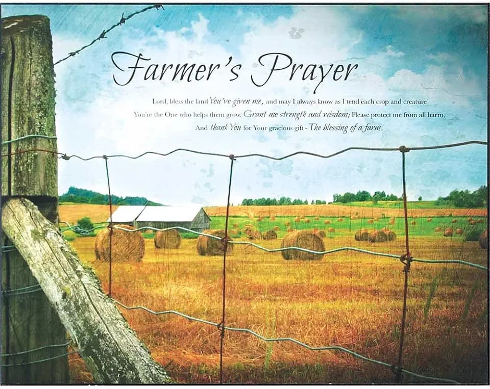 Dicksons Farmer's Prayer Farm Scene Art 14 x 11 Wood Wall Art Sign Plaque