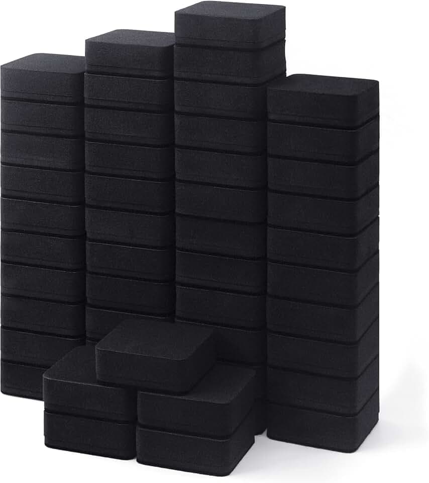 Magnetic Whiteboard Dry Erasers, Black, 2 x 2 Inch, 48 Pack