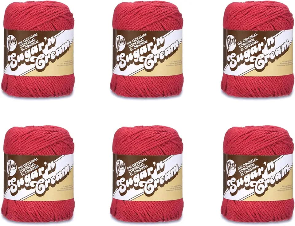 Lily Sugar'n Cream Cotton Yarn for Dishcloths Country Red 6-Pack