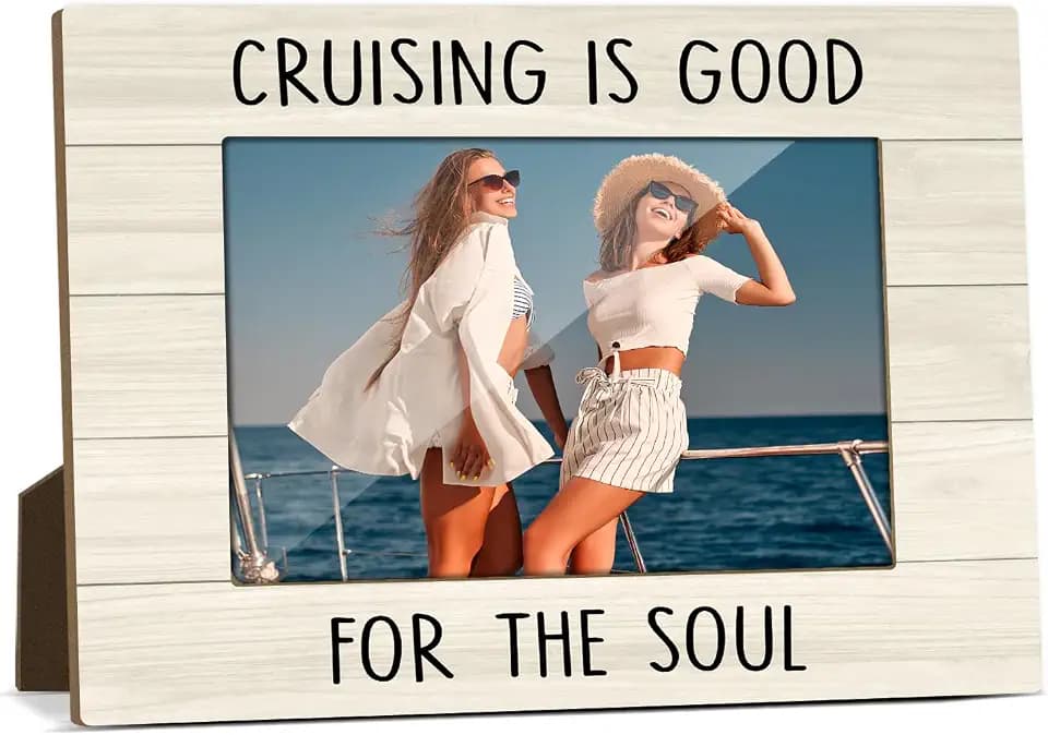 Cruising Picture Frame 4x6, Cruise Wooden Photo Frame, Travel Gifts for Cruise Lovers, Cruising is Good for the Soul Picture Frames for Tabletop Display Decorations -05
