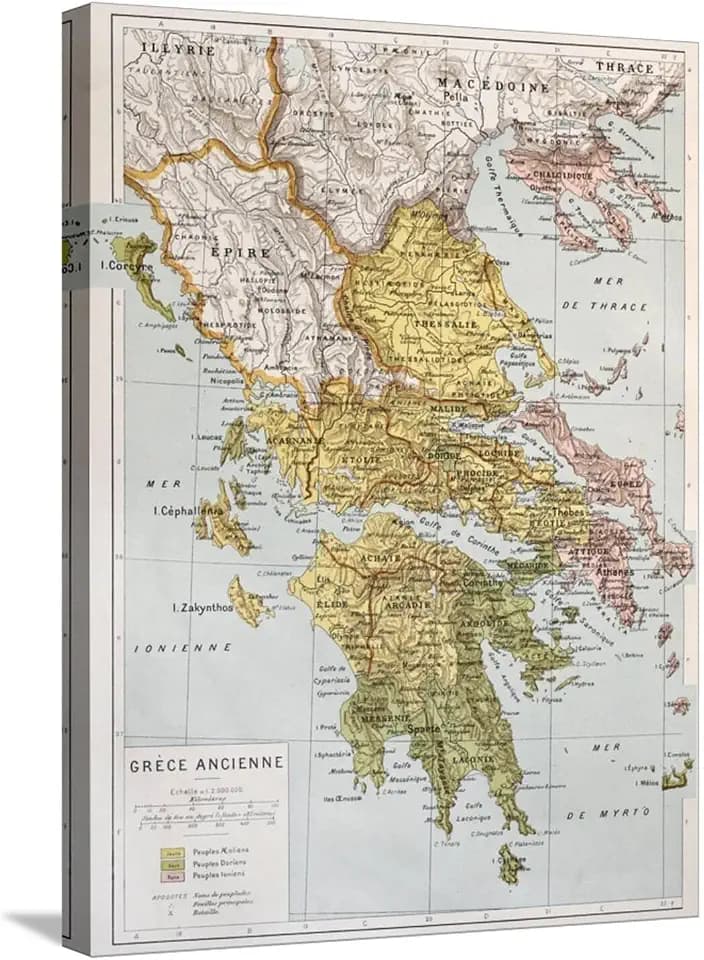 Art.com Stretched Canvas Print Old Map Of Ancient Greece by marzolino, 18" x 24"
