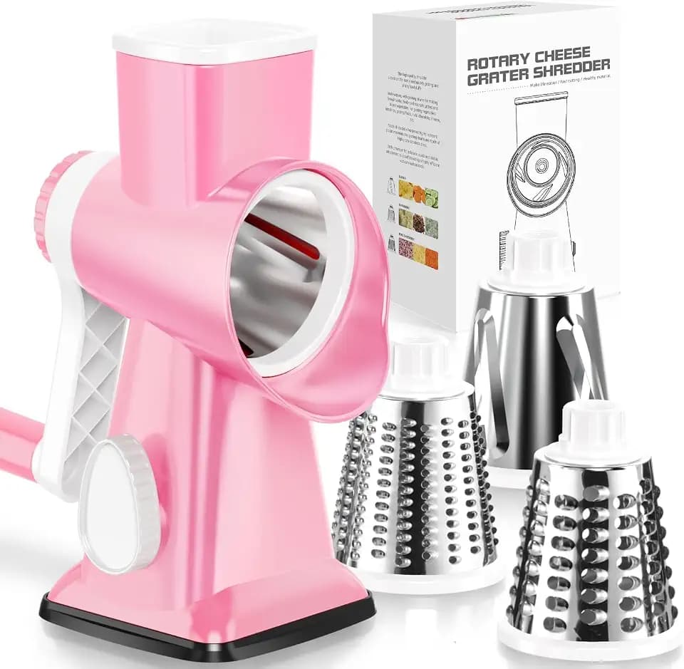 KEOUKE Rotary Cheese Grater, Hand Crank Shredder Slicer