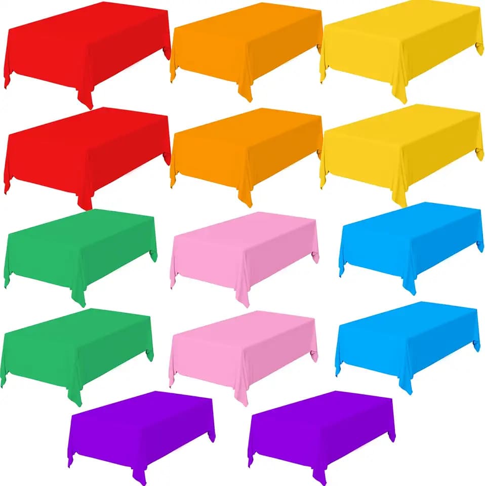 14 Packs Disposable Rectangle Plastic Tablecloths, 54x108 Inch