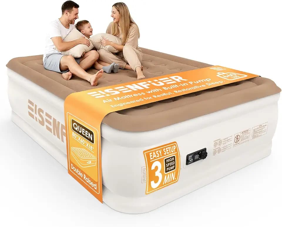 Air Mattress Queen with Built-in Pump, 18" Raised Blow Up Air Bed