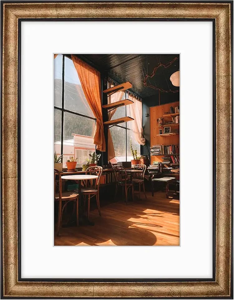Golden State Art 12x16 Dark Gold Brown Photo Frame Mat for 8x12 Real Glass