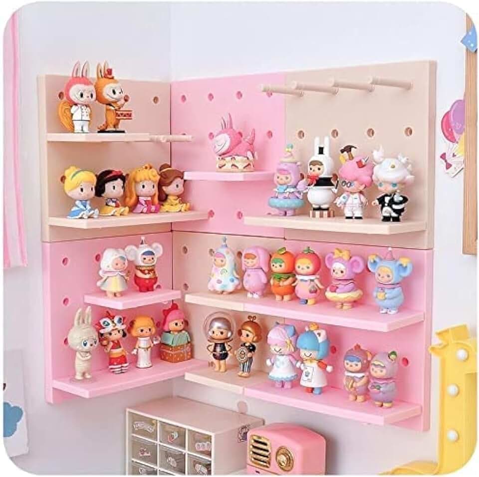HGYZE Kawaii Peg Board with Hook, Trinket Shelf 4 Pack, Cute Room Decor