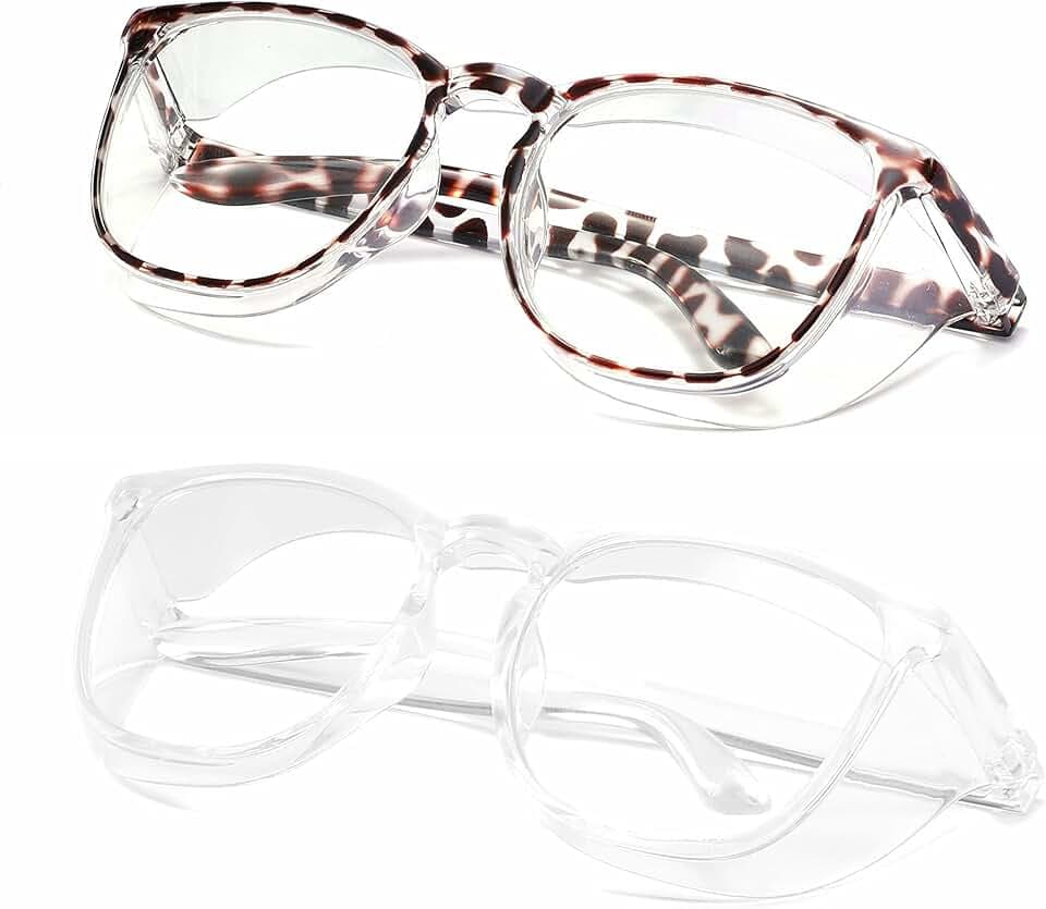 Alsenor Safety Glasses Anti Fog Goggles Protective Eyewear Blue Light Blocking ANSI Z87 UV Protection Glasses For Men Women (2 Pack(new-leopard+transparent))