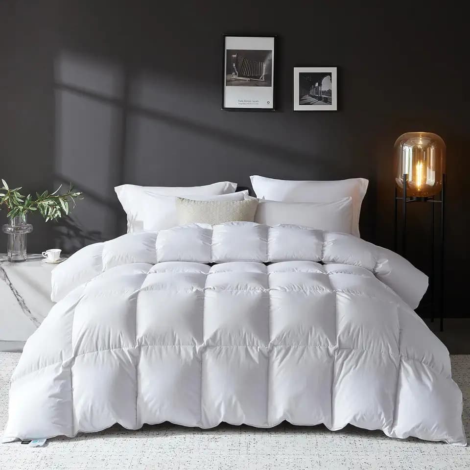 L LOVSOUL Goose Feather Down Fiber Comforter King,All Season Duvet Insert