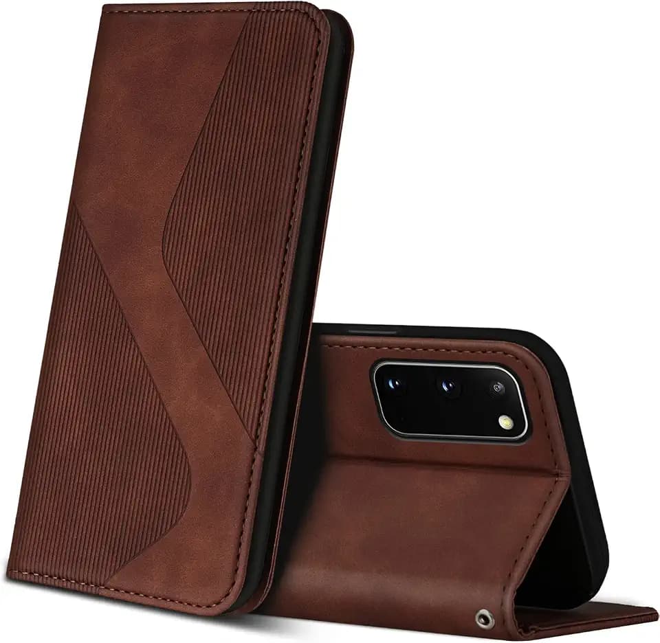 Hülle für Samsung Galaxy S20, PU Leder Handyhülle mit Kartenfächer und Standfunktion, Lederhülle Flip Wallet Case Schutzhülle für Samsung S20 (Braun)