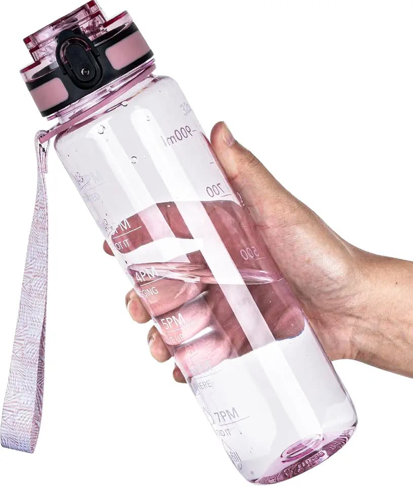 OLDLEY Water Bottle, 32oz Motivational Sports Water Bottle with Time Marker