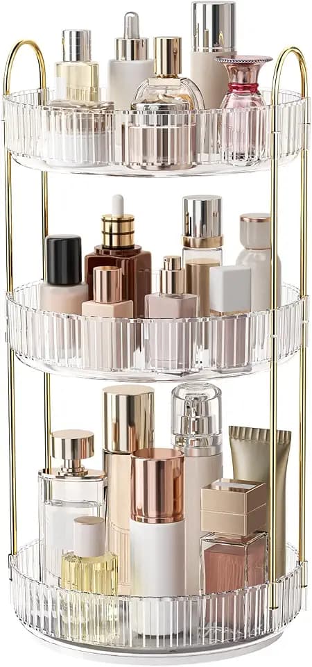 360° Rotating Makeup Organizer, Large Capacity Skincare & Cosmetics Storage