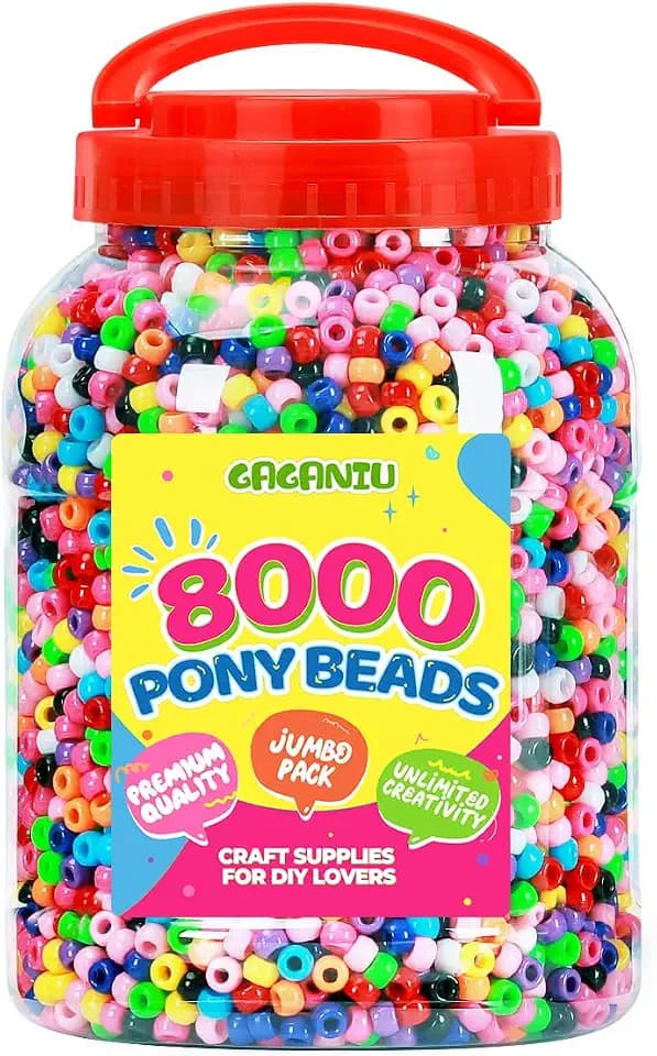 8000+ pcs Pony Beads Bulk for Bracelet Multi-Colored Making Beads for Hair Braiding DIY Crafts Kandi Jewelry Key Chains and Ornaments Decorations Boxed