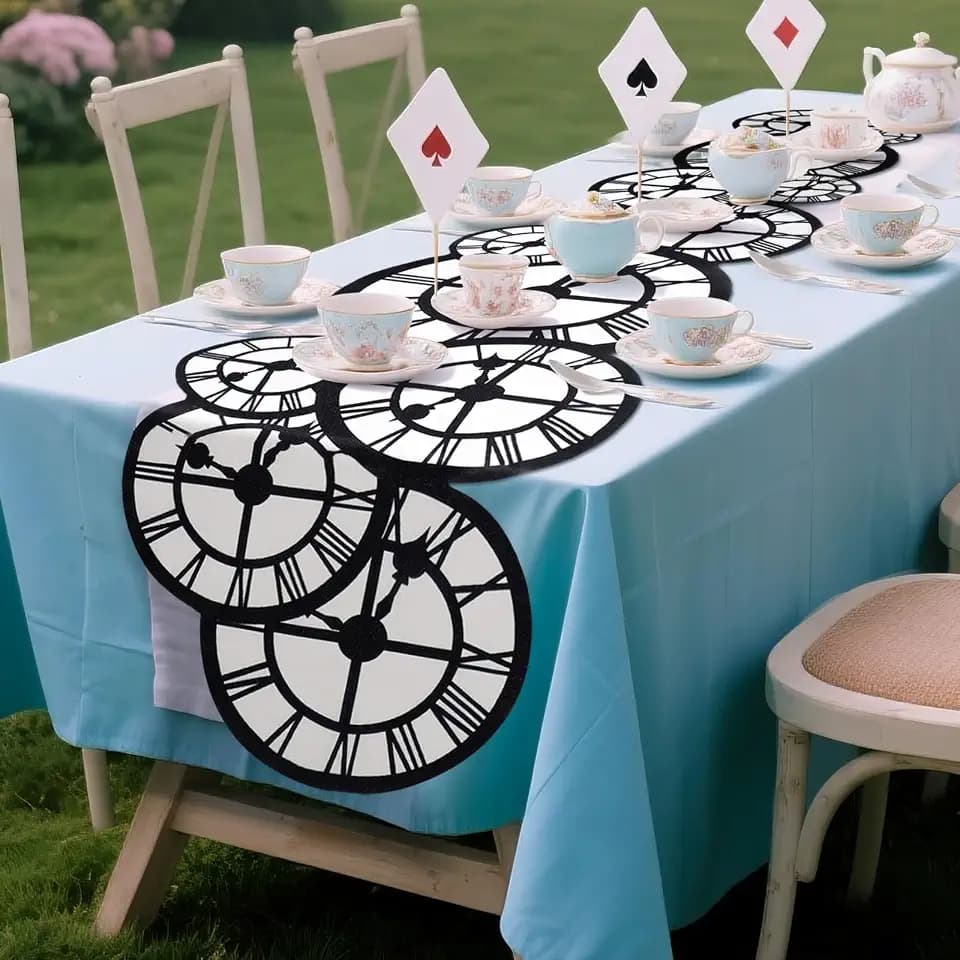 Preboun 2 Pcs Wonderland Themed Tea Party Decoration, Black and White