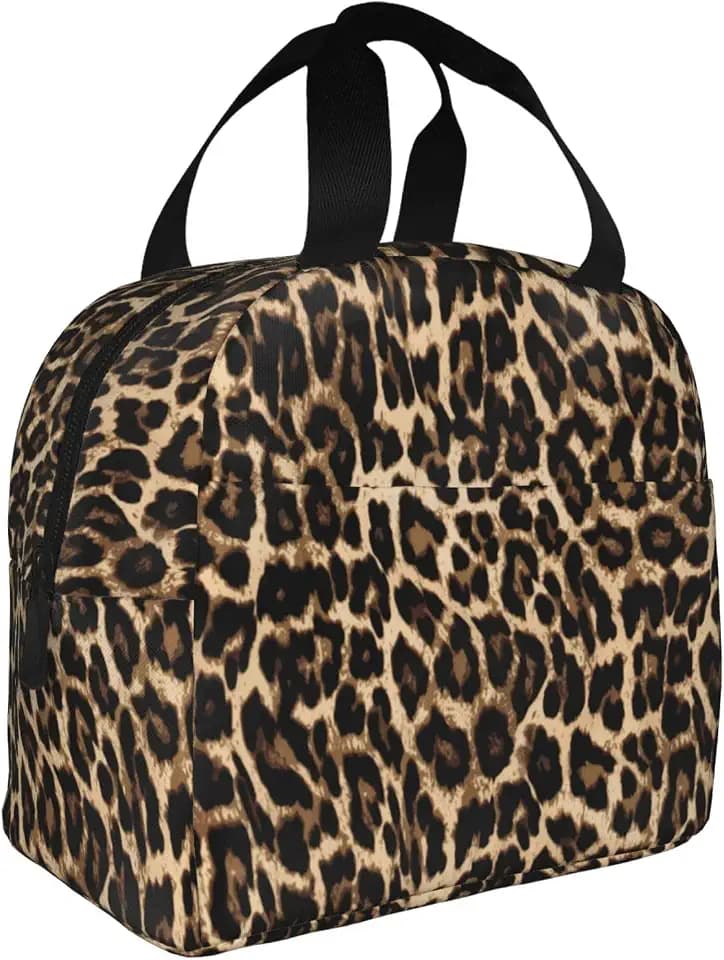 Leopard Cheetah Print African Animal Hunting Lunch Bag For Women Men Insulated Portable Lunch Box For Adult Reusable Lunch Tote Bag For Work, Picnic Or Travel