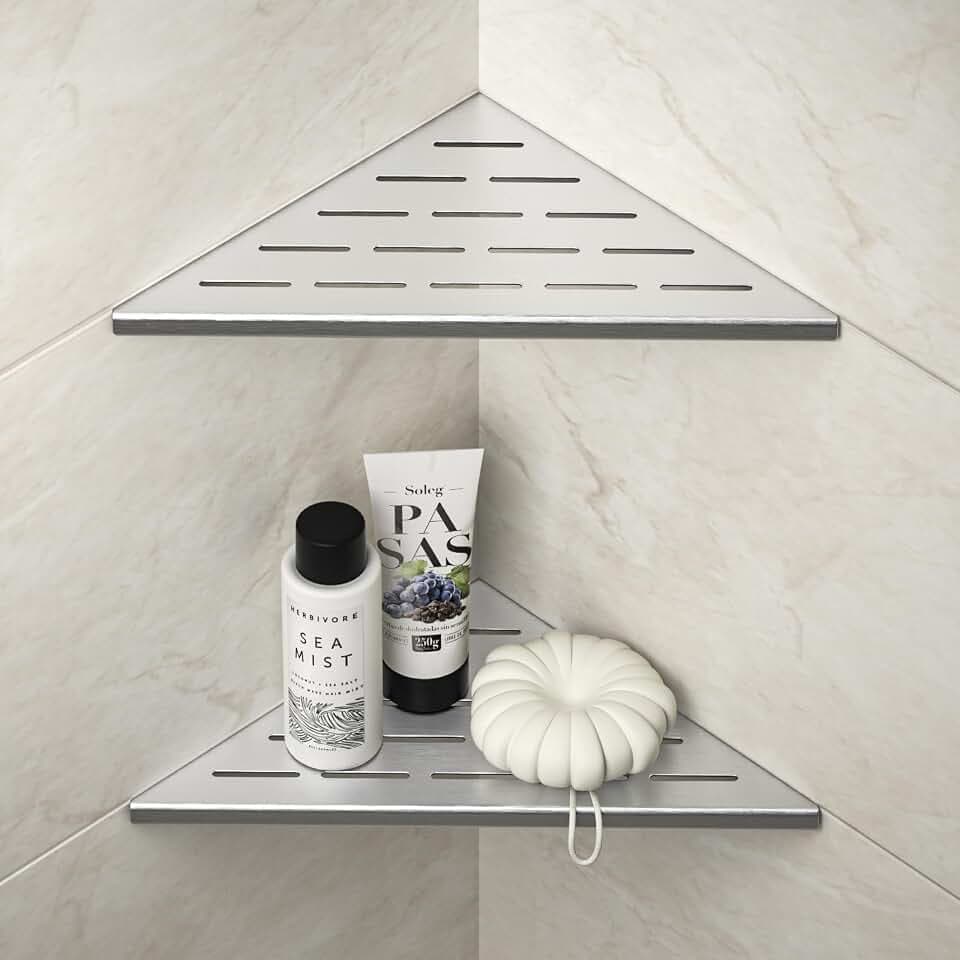 Corner Shower Shelf 10", Brushed