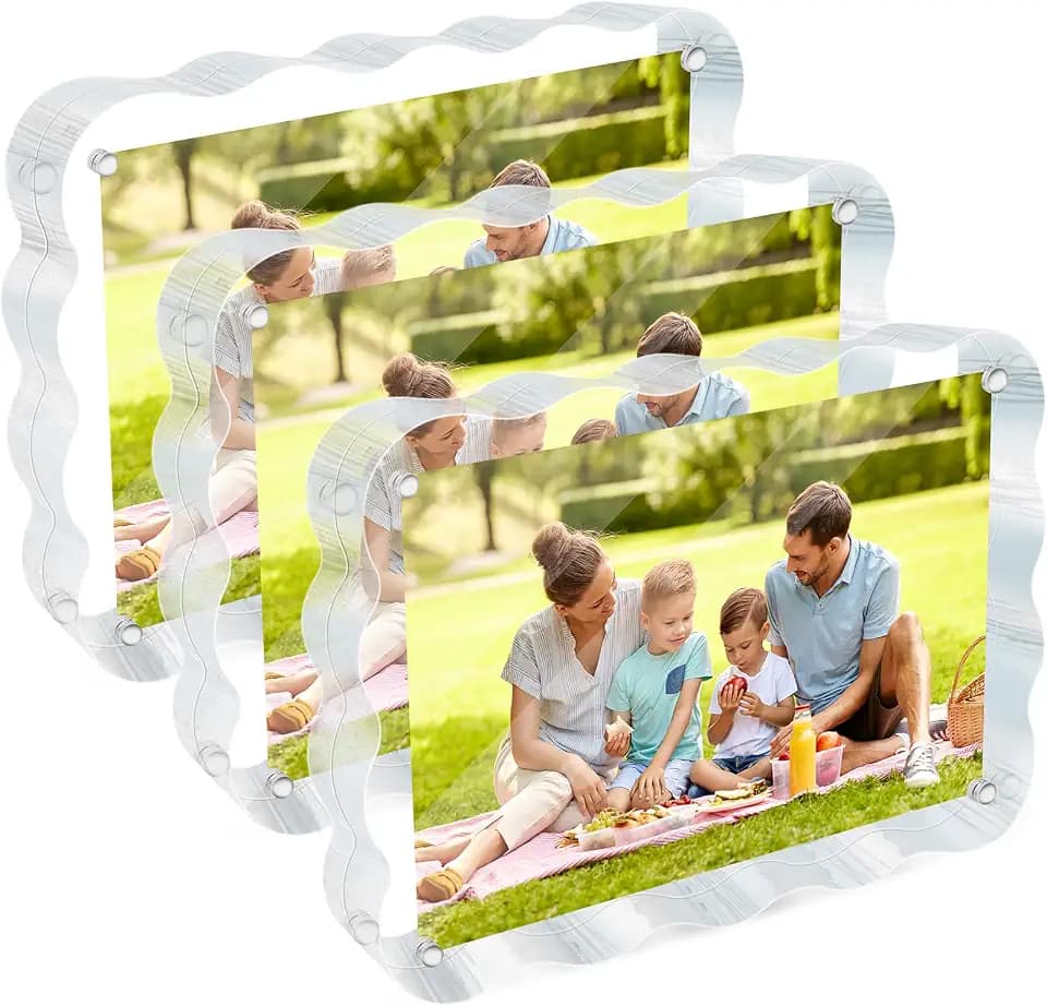 4.4x6.4 Acrylic Picture Frame 3 Pack, 10+10mm Magnetic Scalloped