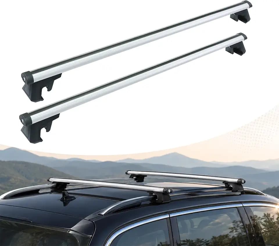Relaxdays Dachträger, offene Reling, 124 cm, Silber