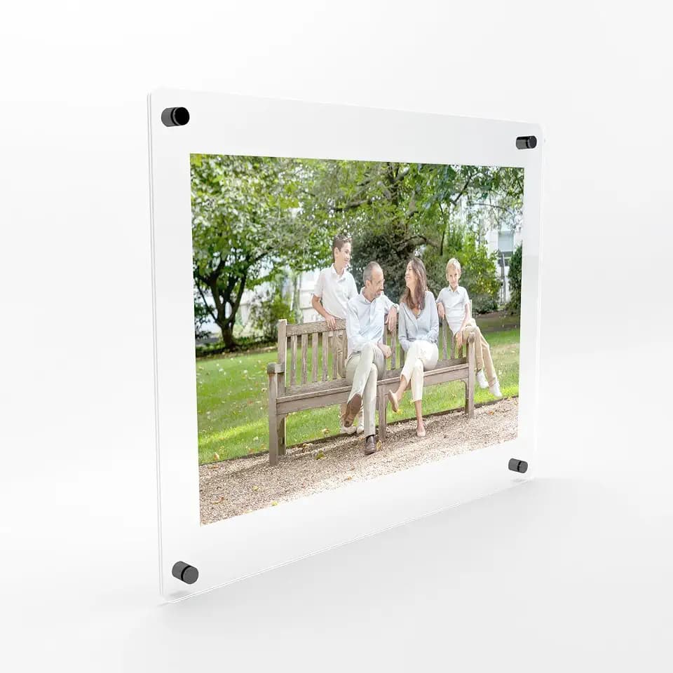 Acrylic Floating certificate Frame 28x40, for Photo up to 24x36 inches - Black Wall mount standoffs