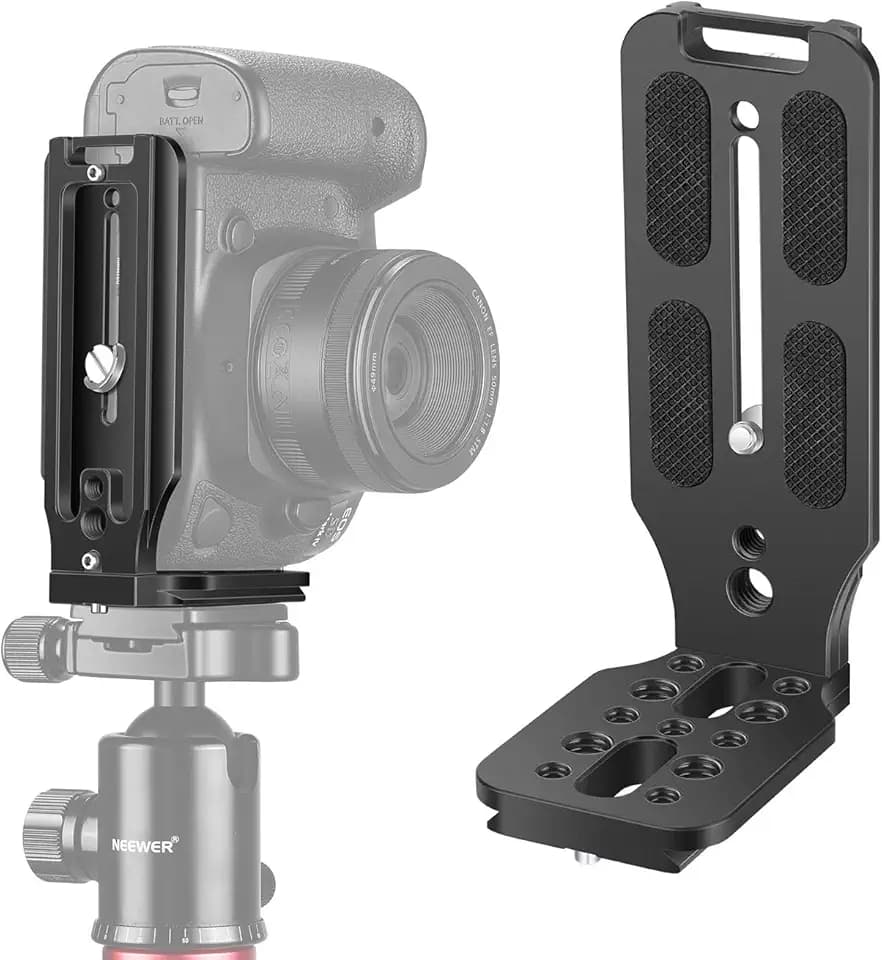 NEEWER L förmige Halterung,vertikale QR Platte,universelle DSLR Kamera,L Halterung mit 1/4" Schraube Arca Basis,kompatibel mit DJI Ronin Zhiyun Weebill Nikon Canon Sony Panasonic DSLR Kamera(Schwarz)