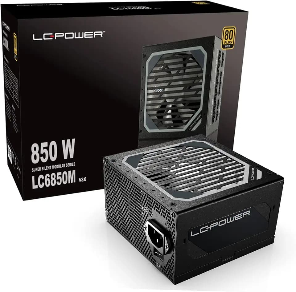 LC-POWER Super Silent Modular 850W Netzteil PC, 80 Plus Gold, ATX 3.0, PCIe 5.0, Voll Modular, 135mm Lüfter, Leise Gaming Netzteil, PC Gaming Netzteil 850 Watt - Schwarz(LC6850M-V3.0)