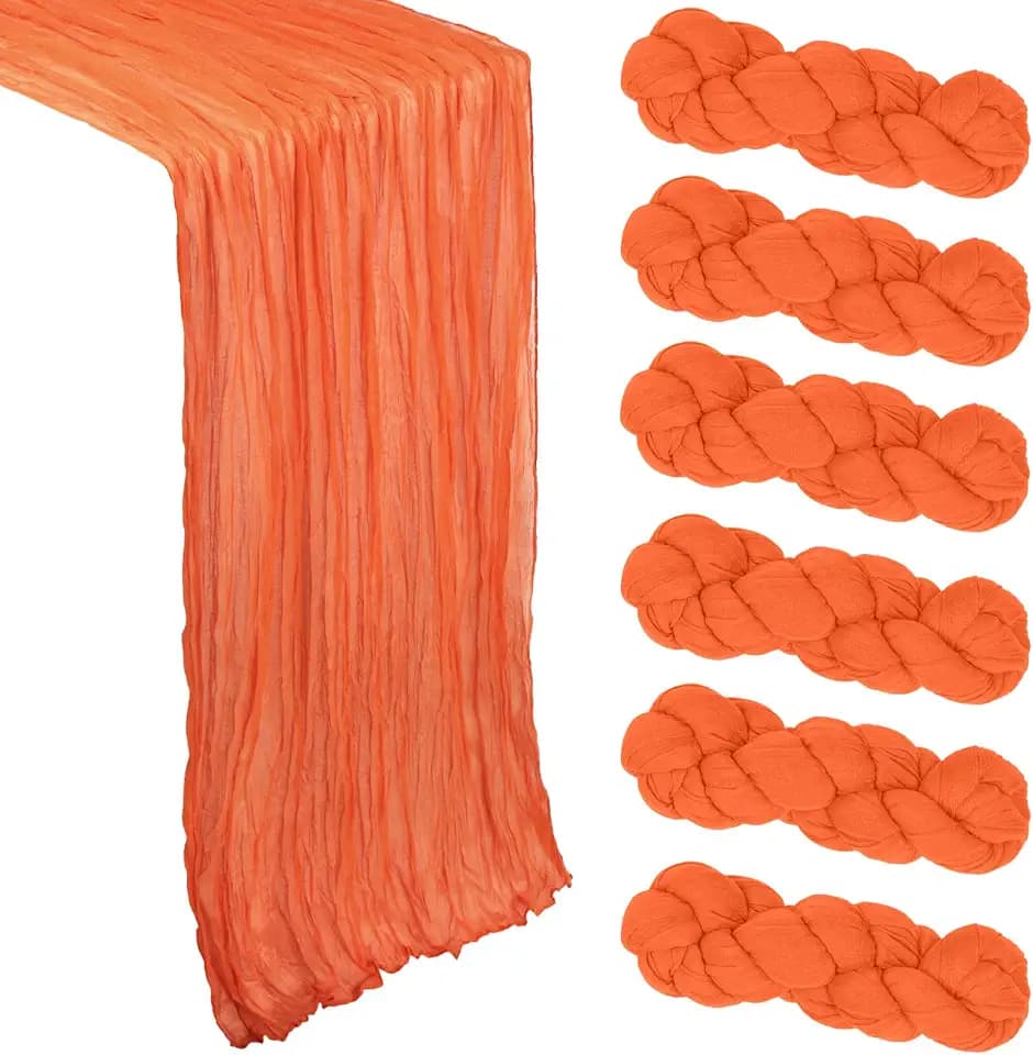 6 Pack 35 x 120 Inch Orange Table Runner Cheesecloth