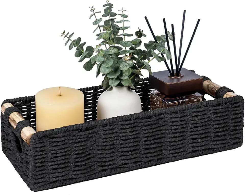 CubesLand Back of Toilet Storage Basket for Organizing W/Cut Out Handle