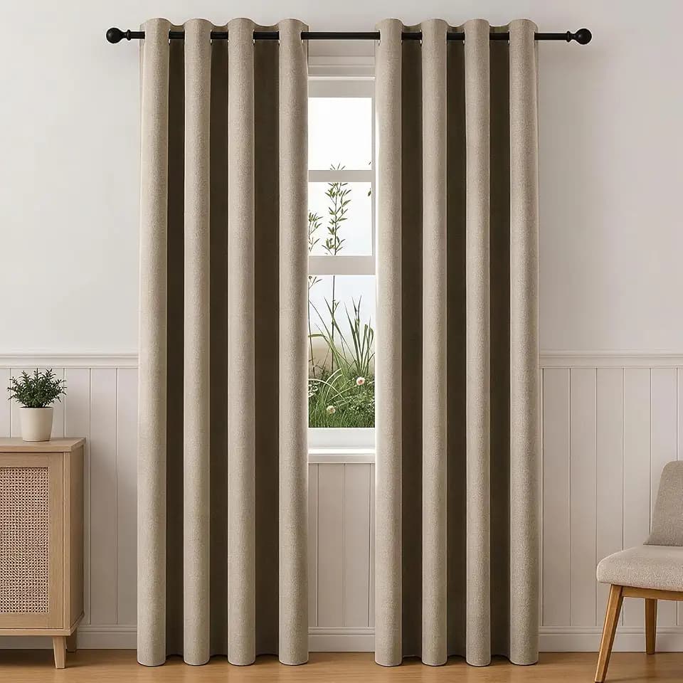 Taupe Grommet Blackout Curtains for Bedroom Living Room 84 Inches Long