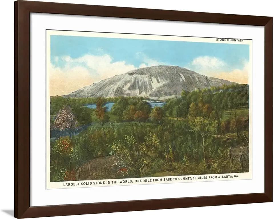 ART.COM Wall Art Print Stone Mountain, Atlanta, Georgia on Brown Frame, 44" x 32"