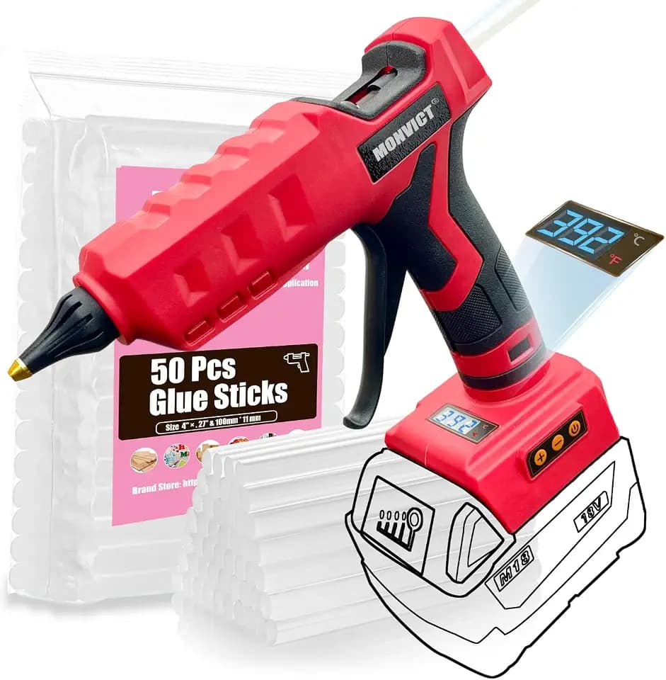 MONVICT Cordless Glue Gun for Milwaukee 18V Battery with 50 Glue Sticks