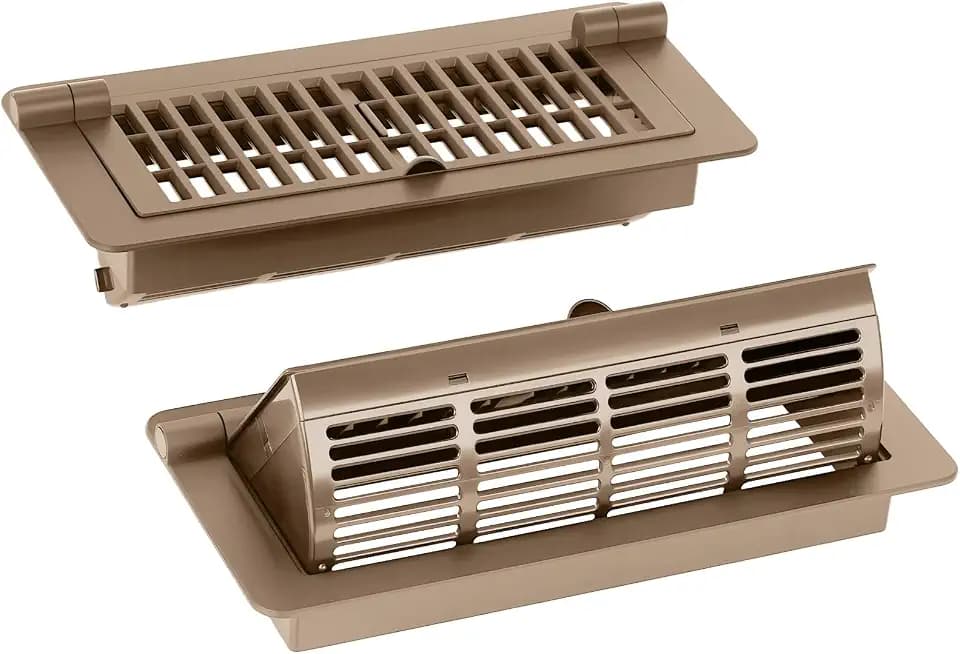 2-in-1 Vent Deflector & Floor Vent Covers, Floor Register 4x10, 2 Pack Adjustable Heat Air Vent Deflectors, Vent Covers for Home Floor, Office, Ceiling, Tool-Free Installation (Brown)
