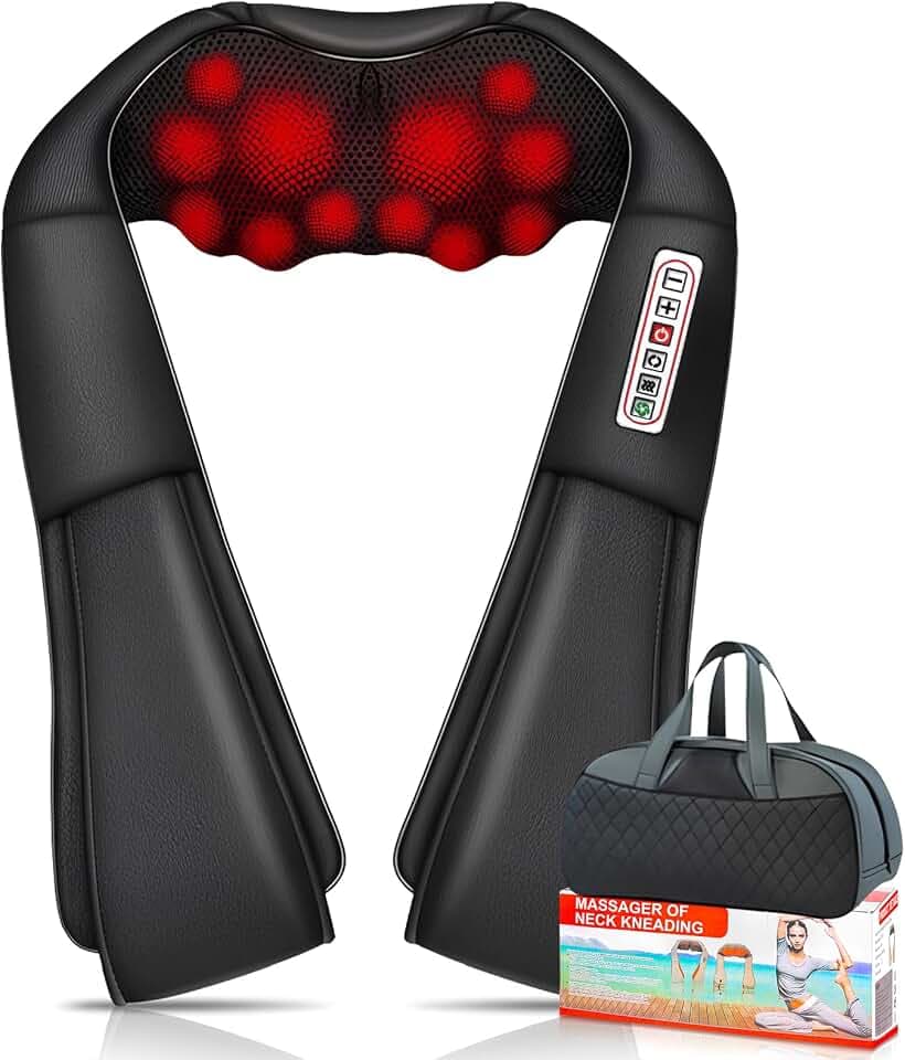Nacken und Rückenmassagegerät, Muskelschmerzen lindern, Elektrisches Akupressur Massagegerät, 3 Geschwindigkeiten 16 Massageköpfe 15 Minuten Timing, Tiefenmassagegerät mit Wärmetherapie Funktion