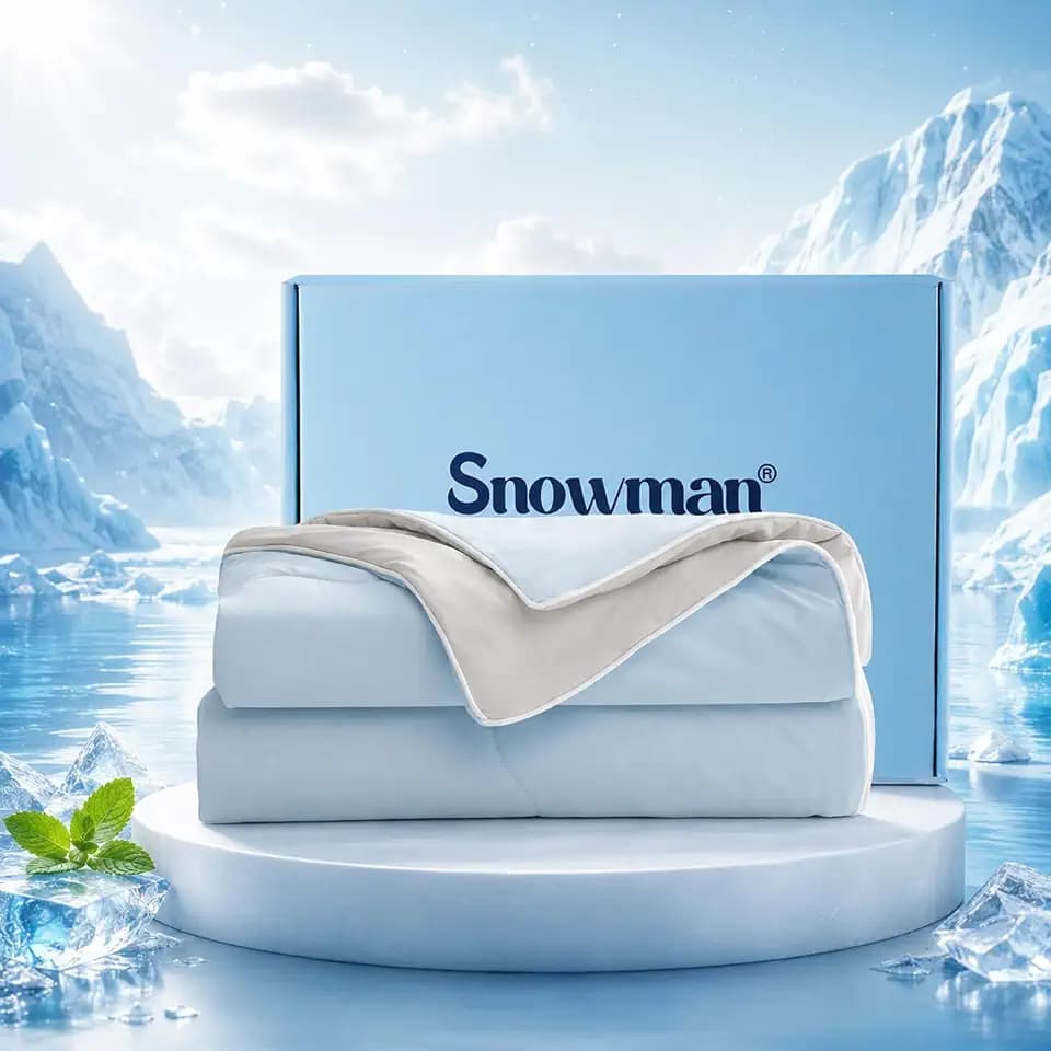 SNOWMAN Cooling Comforter King Size for Hot Sleepers, Soft Cooling Blanket Double-Sided, Lightweight Summer Quilt Q-Max>0.4(Blue/Grey, 106"x90")