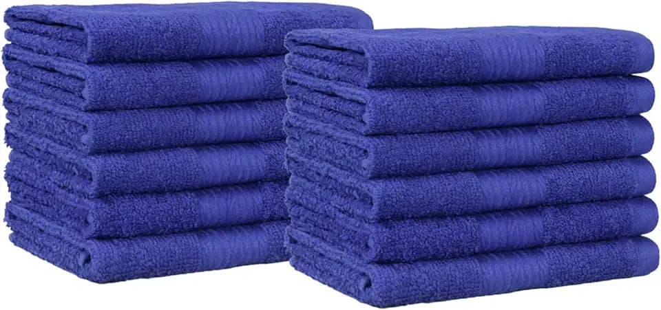 Amazon Basics Highly Absorbent Fast Drying 100% Cotton Washcloths for Face, Soft, Machine Washable, Fade-Resistant, 12" x 12", Navy Blue, 12-Pack