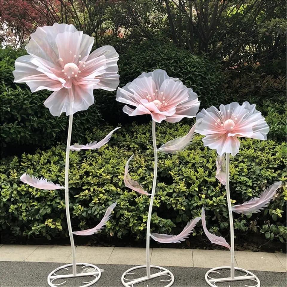 3 Pcs Gradient Giant Flower Decoration, Large Artificial Flowers for Wedding Background, Party Decoration, Birthday Party, Photography Props(Light-Pink)