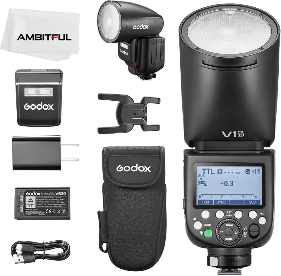 GODOX V1Pro S Rundkopf-Kamerablitz 2,4 G X kabellos HSS 76 Ws E-TTL Li-Ion Rundkopfkamera Speedlight mit externem Blitz SU-1 für Sony (V1Pro-S)