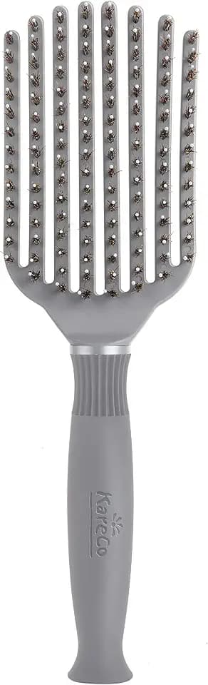 KareCo Premium Tangle Buster Brush – Travel Detangling Hair Brush with Non-Slip Rubber Handle & Soft Nylon Bristles, Wet & Dry Hair Detangler for All Types, Gray
