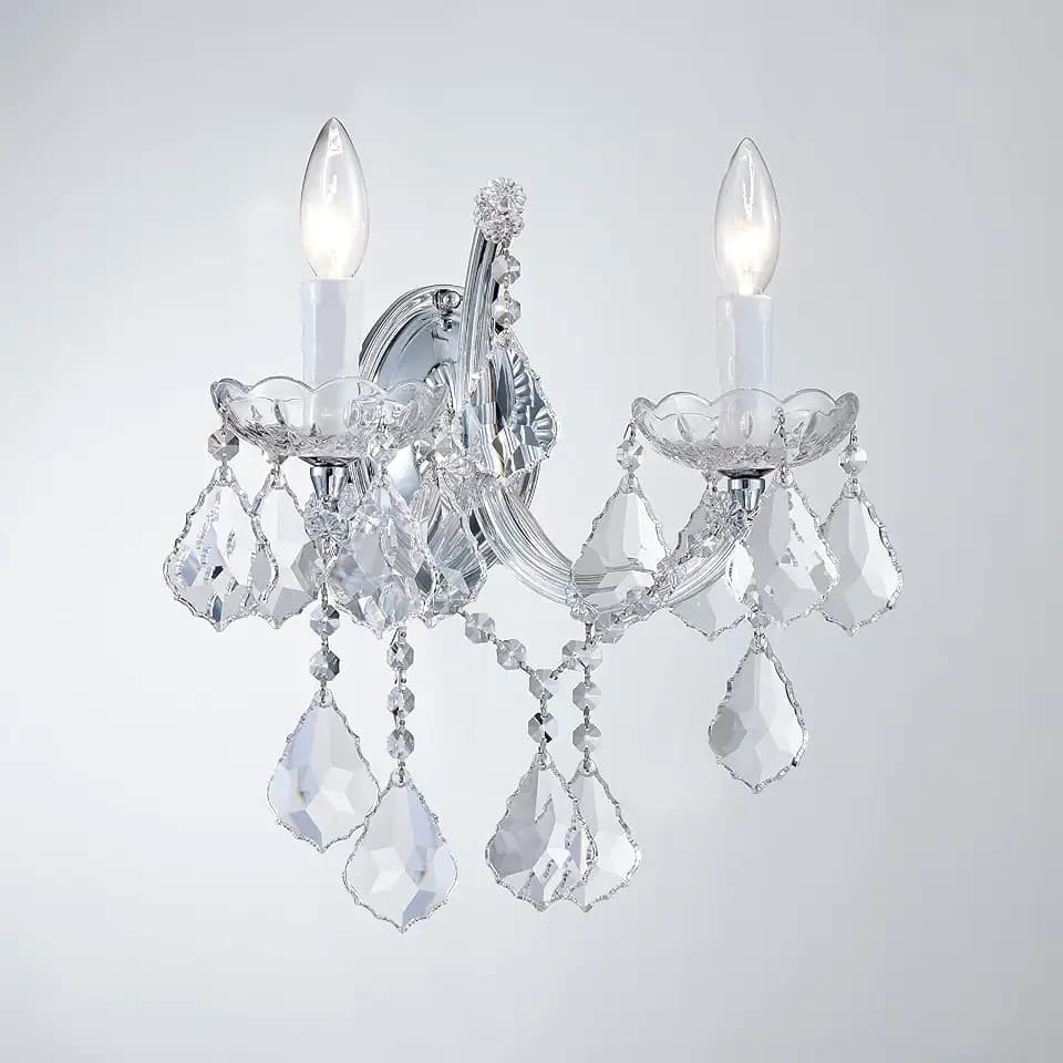 Crystal Wall Lights, Modern Sconces - Brilliant 2 Light Maria Theresa Wall Lamp Light Fixtures, Wall Mounted Lamp for Bedroom, Living Room, Bedside, Corridor