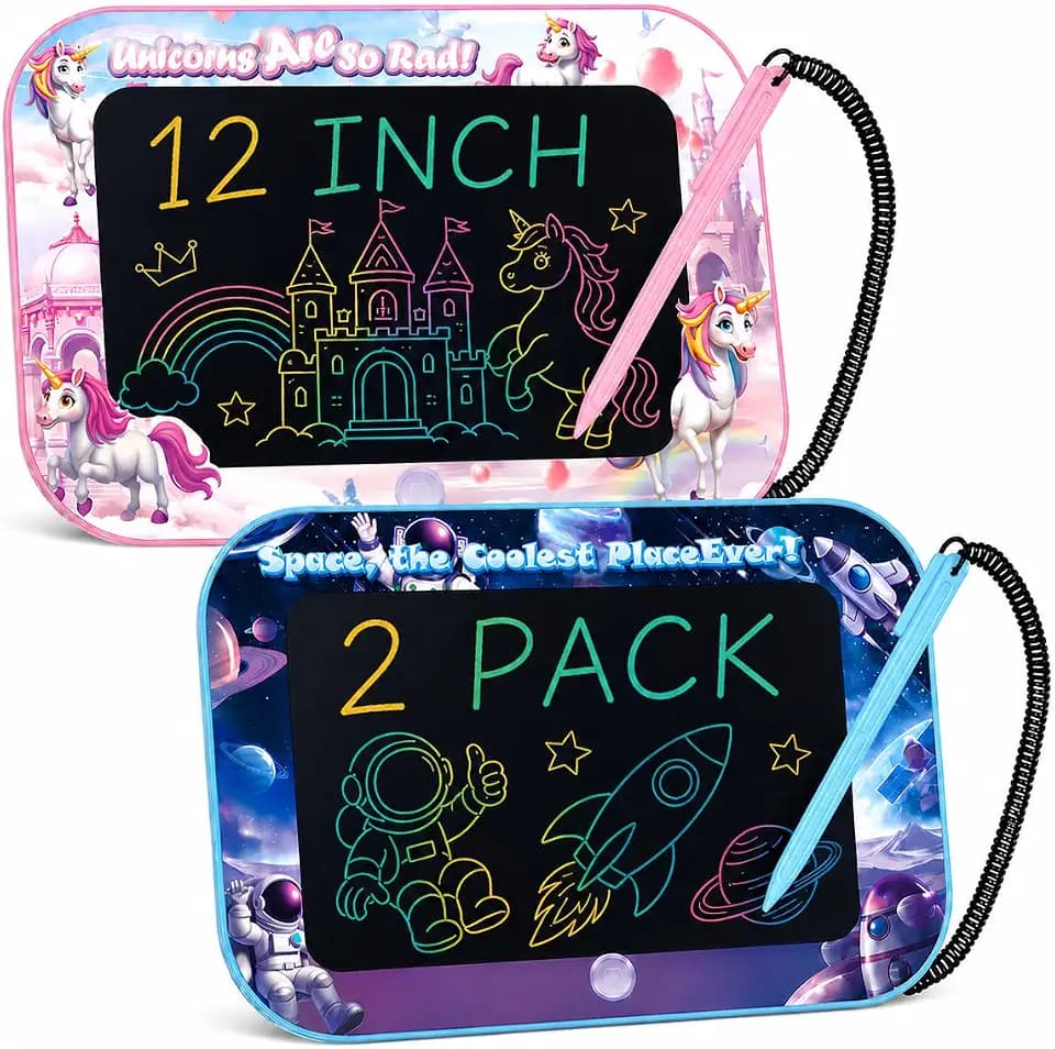 12-Inch LCD Writing Tablet for Kids, 2-Pack Color Screen