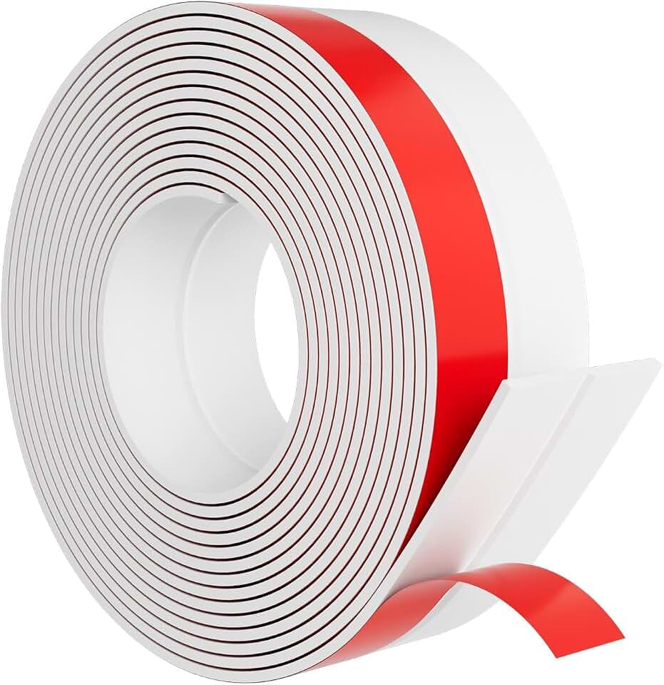 Elvone Weather Stripping Door Seal, 20ft Adhesive Silicone Strip, White
