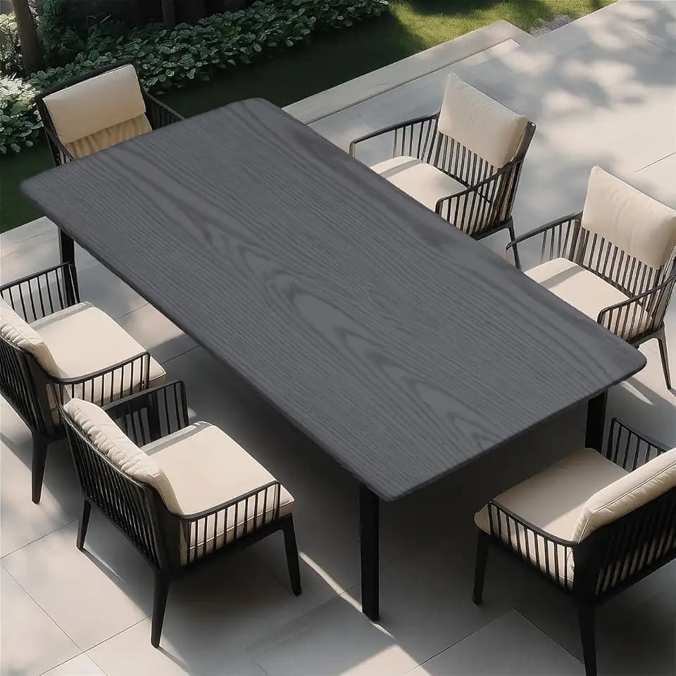 Rectangle Table Cloth, Elastic Waterproof Fitted Tablecloths Fits Rectangle 6ft Tables for Camping, Indoor and Outdoor, 30"x48", Black Wood