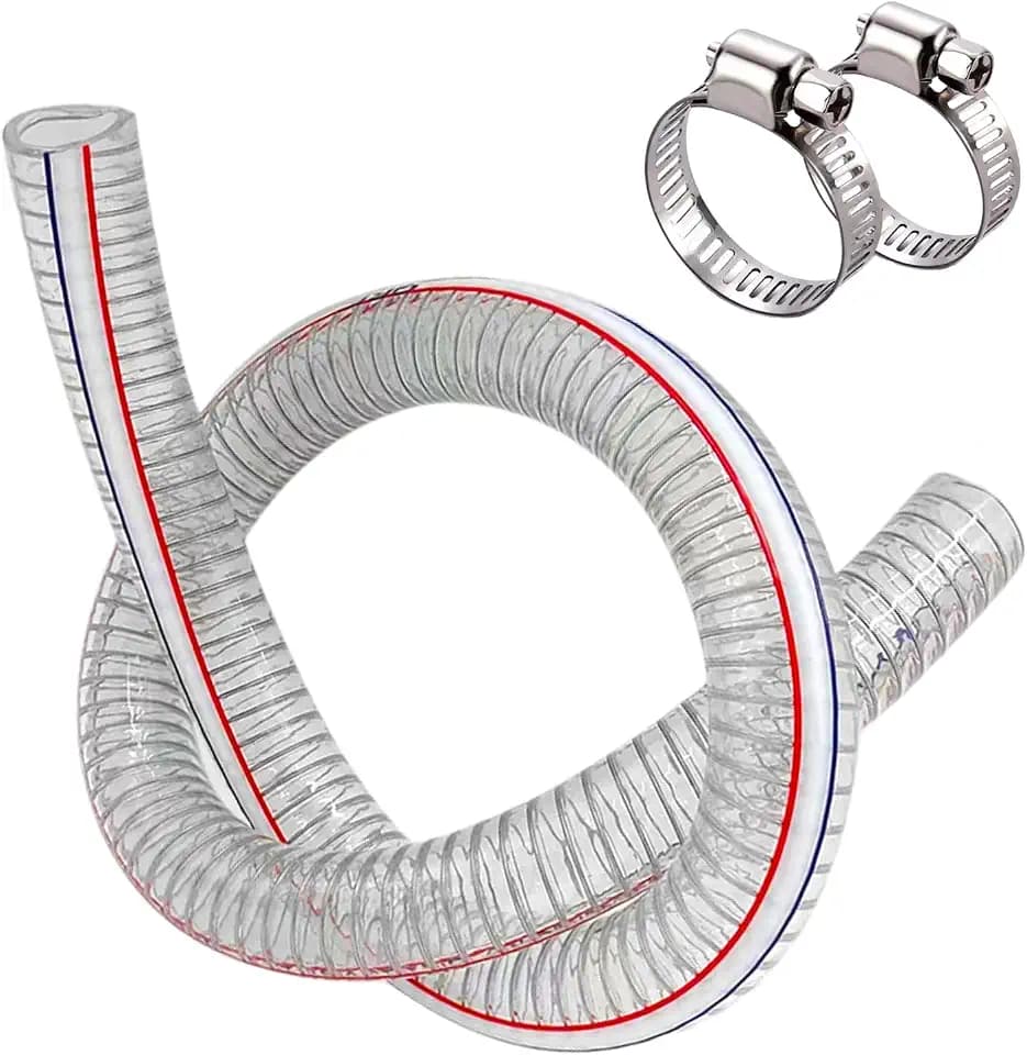 1 Inch ID x 1 1/4 Inch OD Heavy-Duty Steel Wire Suction PVC Flexible Tubing High Pressure UV Chemical Resistant Thick Vinyl Hose Tube, 6.5FT